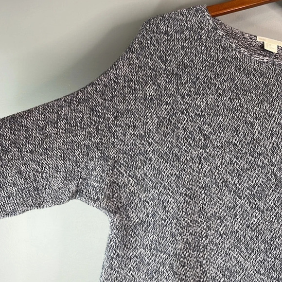 H&M Navy Marled Sweater Relaxed Fit 1/2 Dolman Sleeve Soft Cotton Coastal XS - Picture 5 of 11